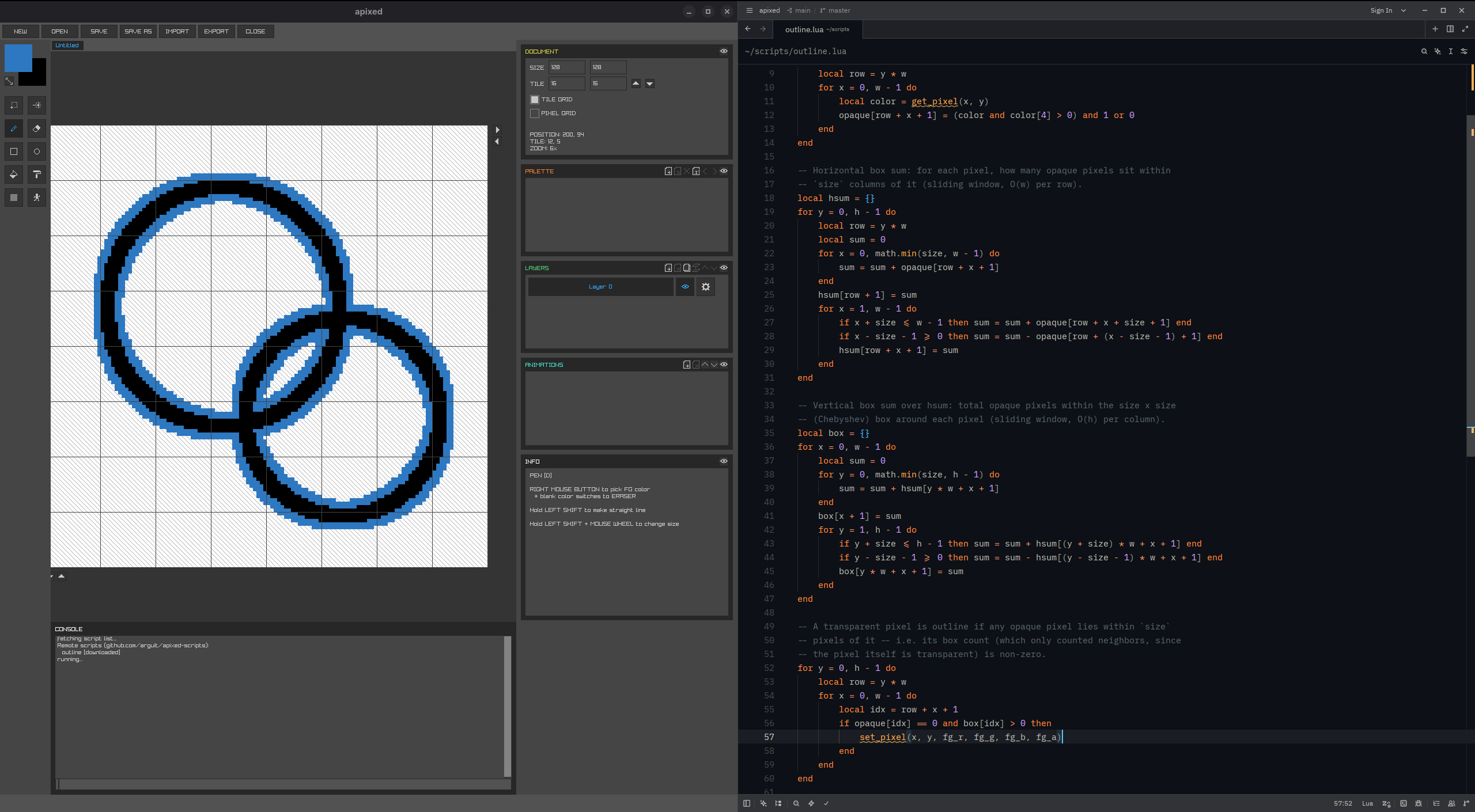 Scripting console (Lua)